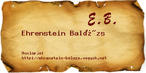 Ehrenstein Balázs névjegykártya